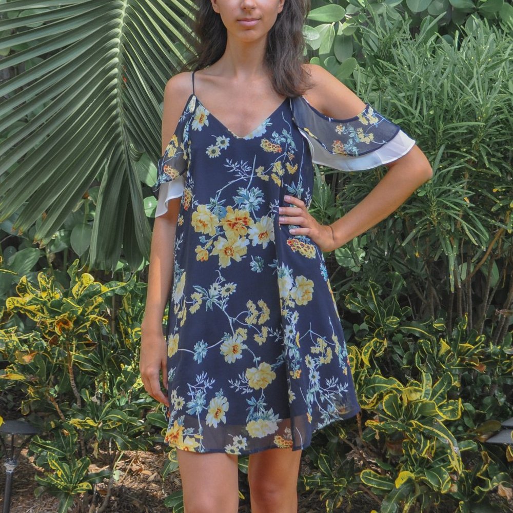 Sienna Sky Sun Dress Cold Shoulder/Butterfly S